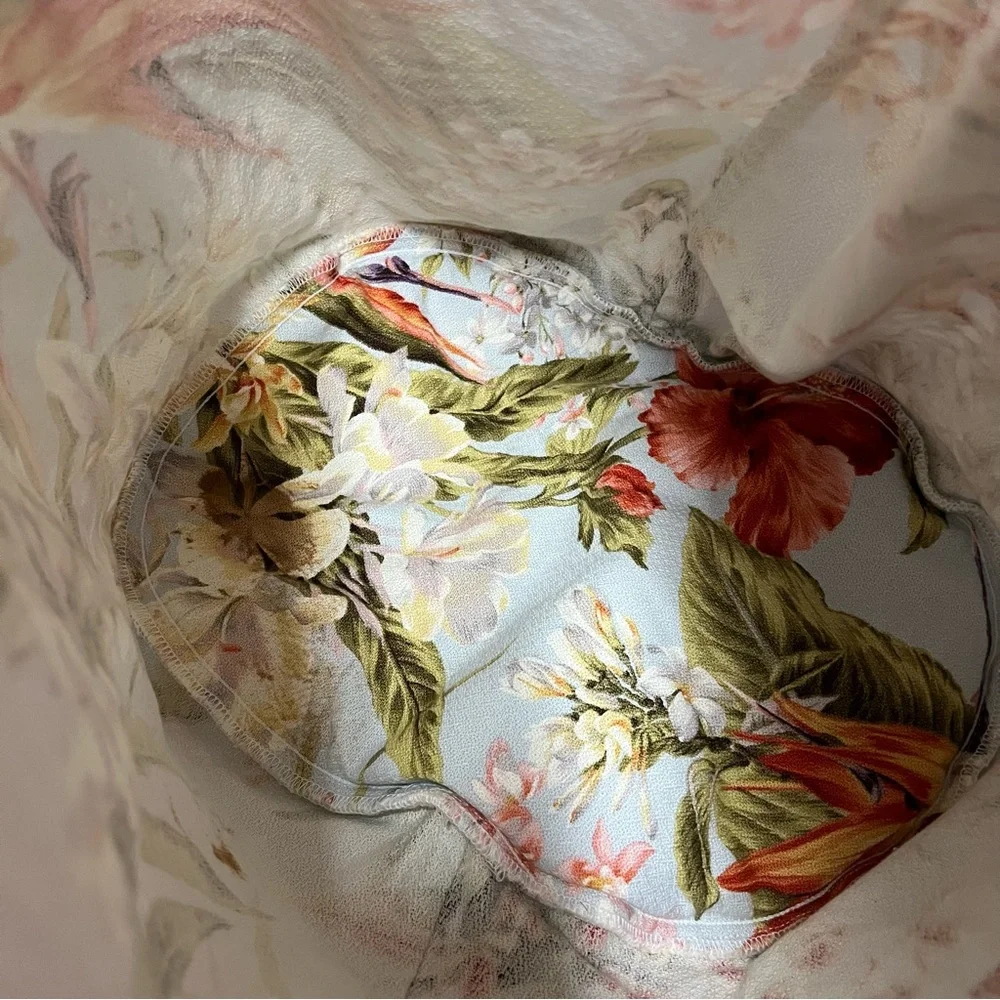 Hawaiian Handmade Tote Barkcloth Cotton Hibiscus Bird of Paradise Tropical